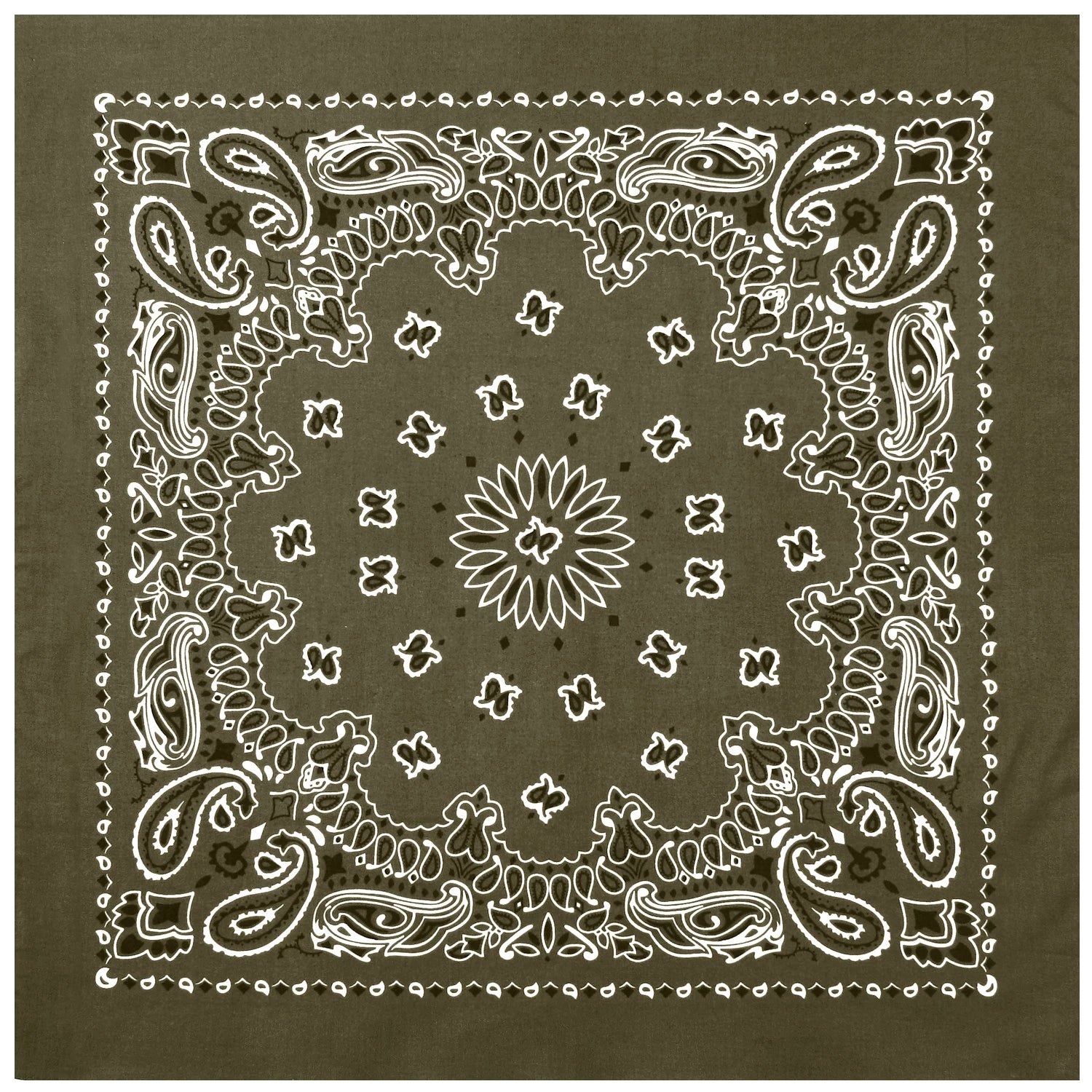 Rothco Trainmen Paisley Bandana – 22”x22” Olive Drab