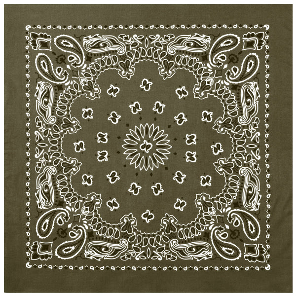 Rothco Trainmen Paisley Bandana – 22”x22” Olive Drab
