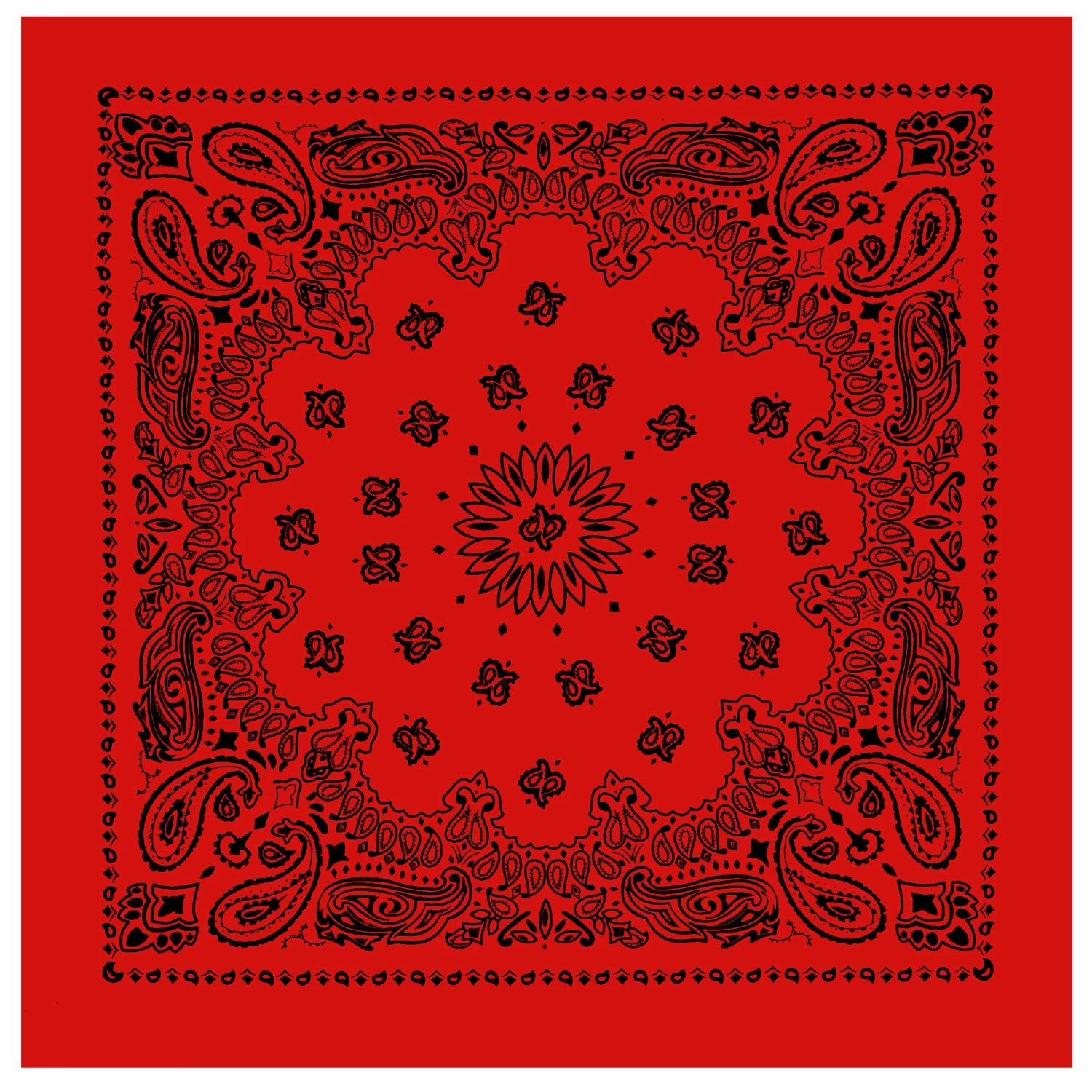 Rothco Trainmen Paisley Bandana – 22”x22” Black On Red