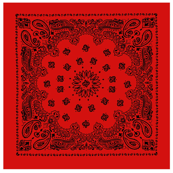Rothco Trainmen Paisley Bandana – 22”x22” Black On Red
