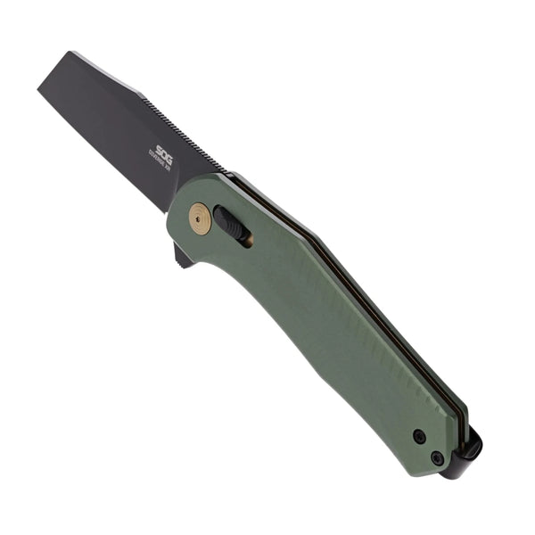 SOG Diverge XR Sheepfoot Flipper Folding Knife w/ Green Handle - D2 Steel