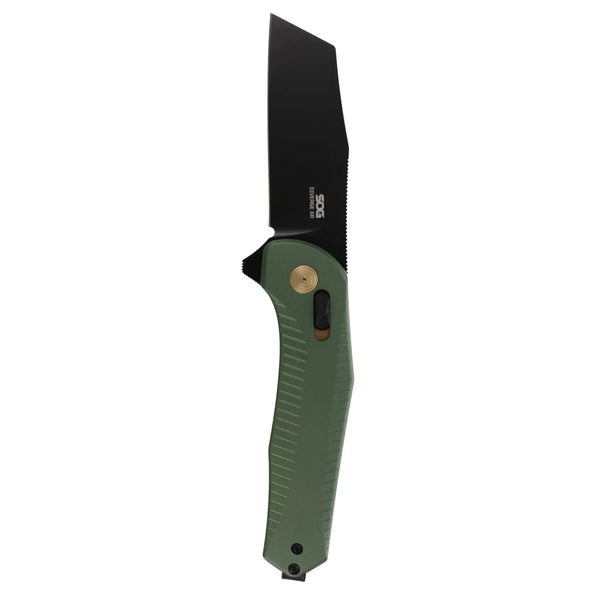 SOG Diverge XR Sheepfoot Flipper Folding Knife w/ Green Handle - D2 Steel