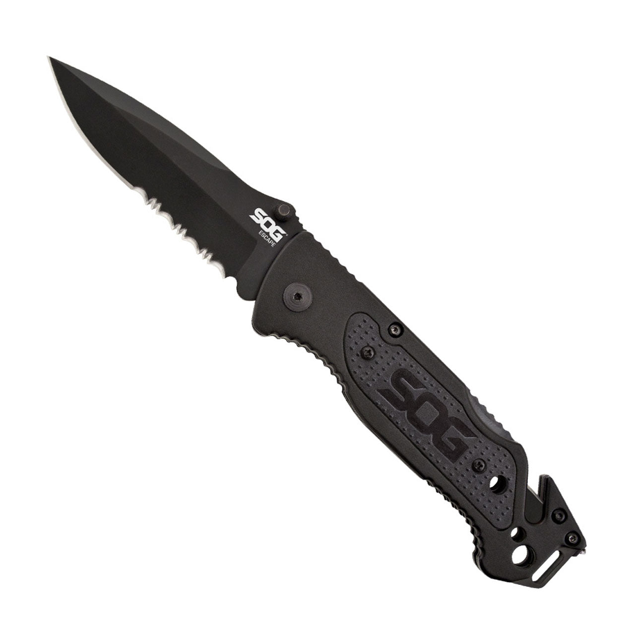 SOG Escape Clip Point Serrated Assisted Folding Knife- Black