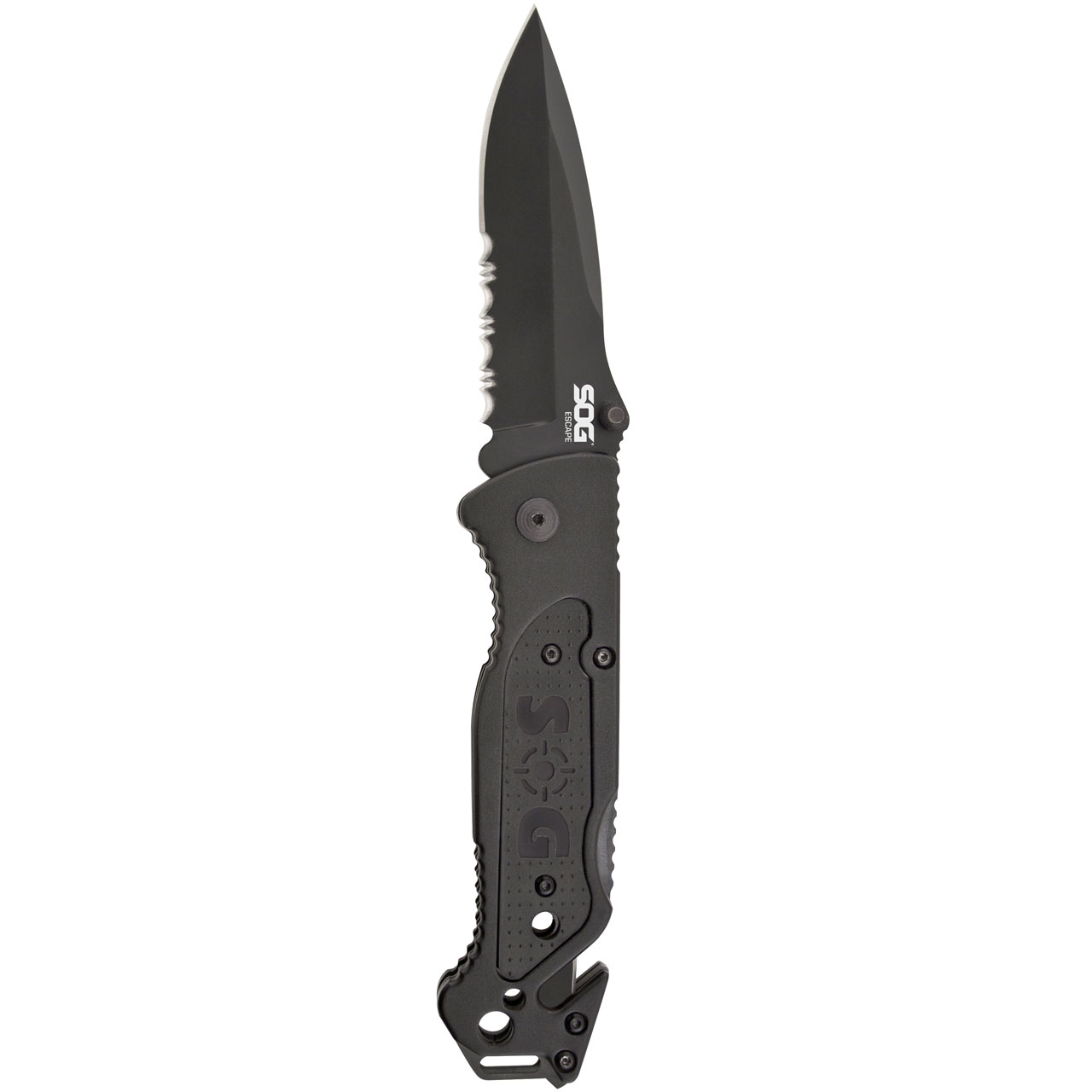SOG Escape Clip Point Serrated Assisted Folding Knife- Black