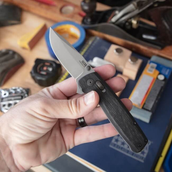 SOG Terminus XR Flipper Folding Knife w/ Liberty Wood Handle - Magnacut