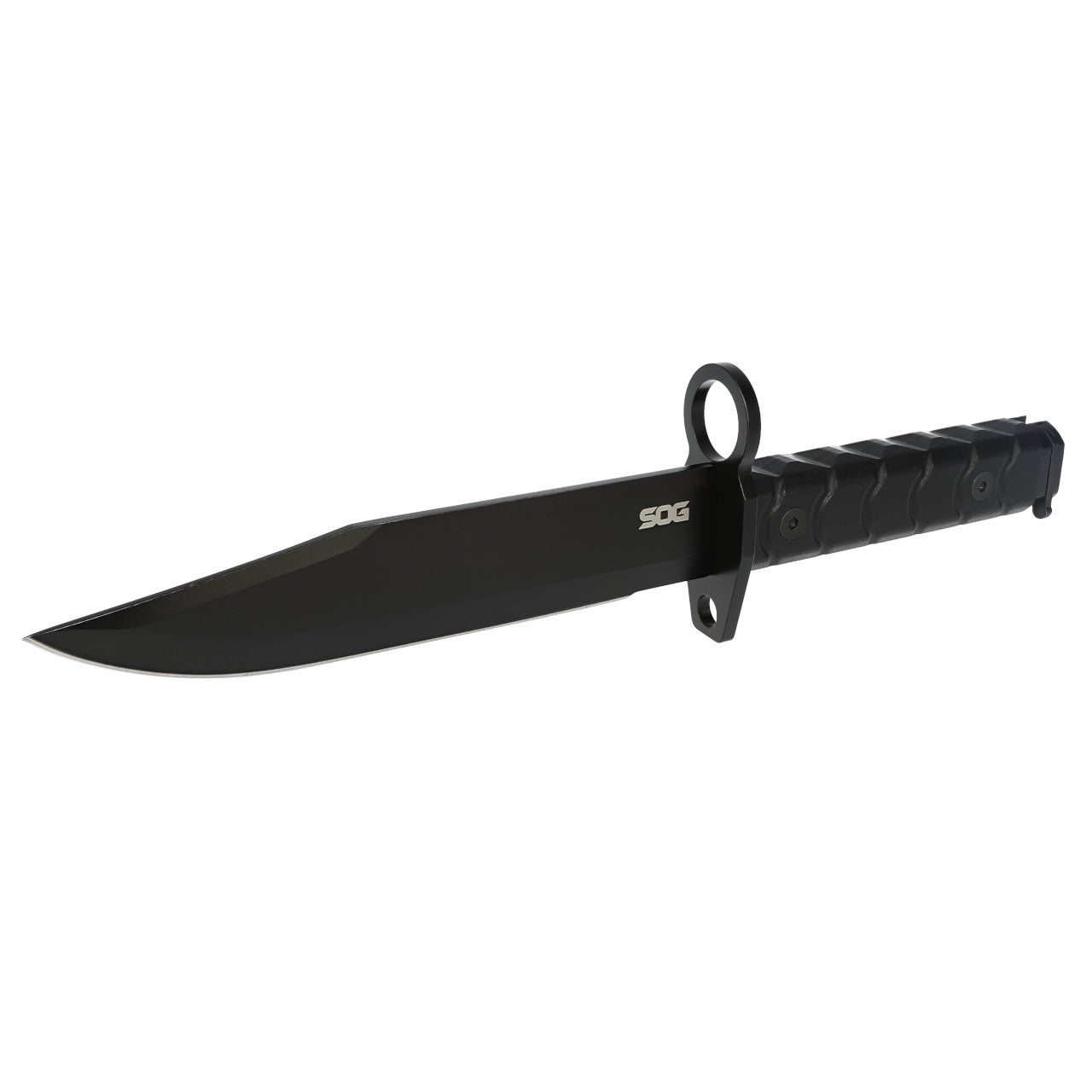 SOG BY1004 Clip Point Bayonet Fixed Blade Knife w/ Hard Sheath – Black