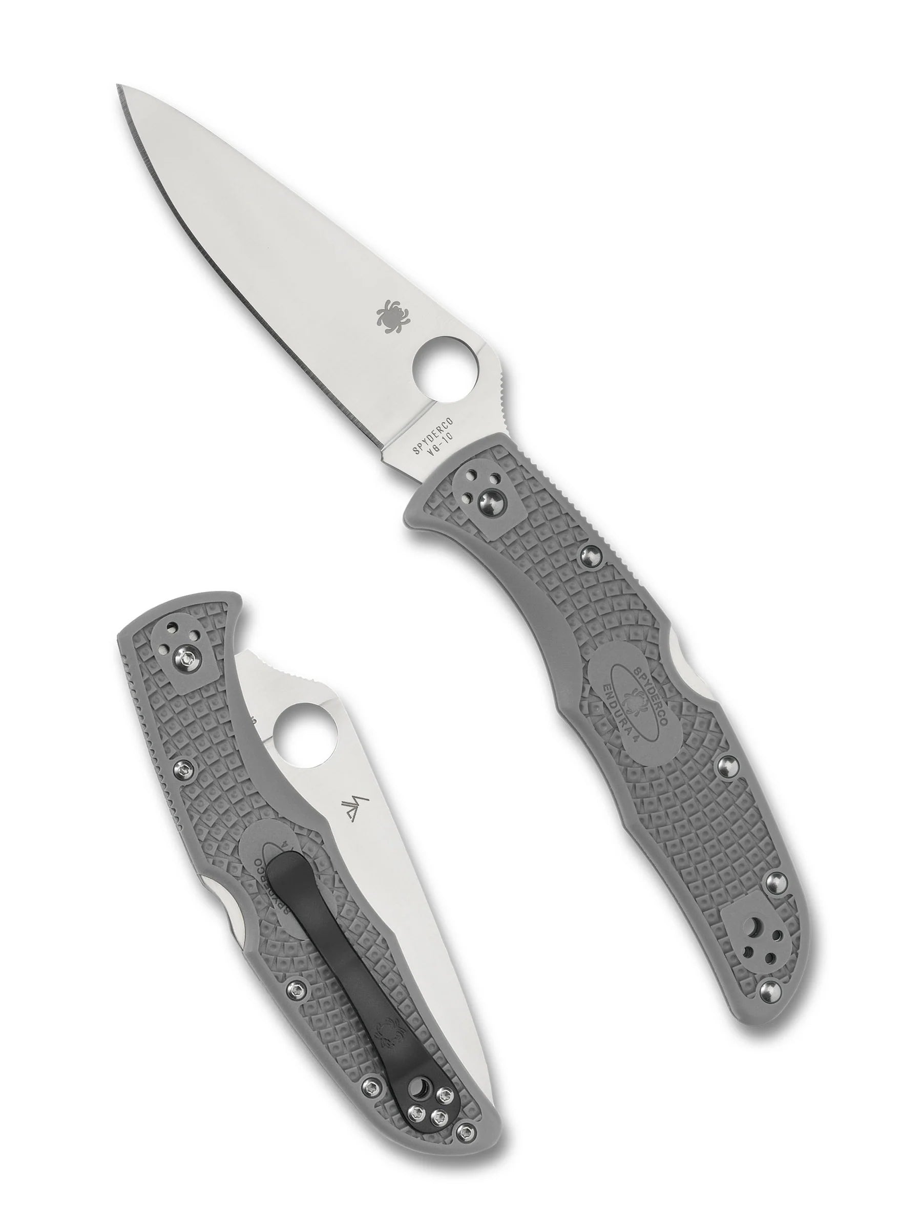 Spyderco Endura 4 Flat Ground Folding Knife – VG10, Grey Handle C10FPGY