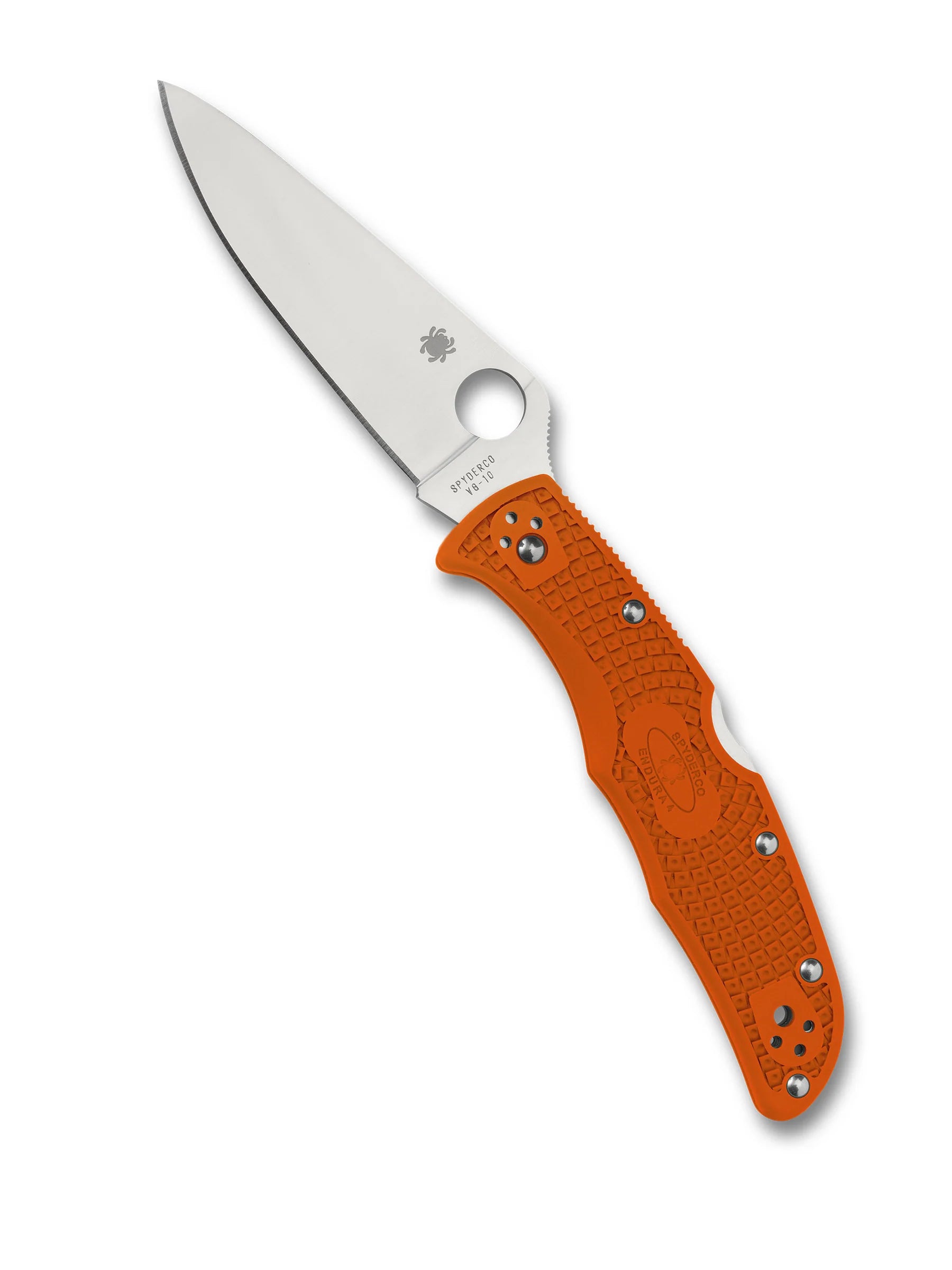 Spyderco Endura 4 Flat Ground Folding Knife – VG10, Orange Handle C10FPOR