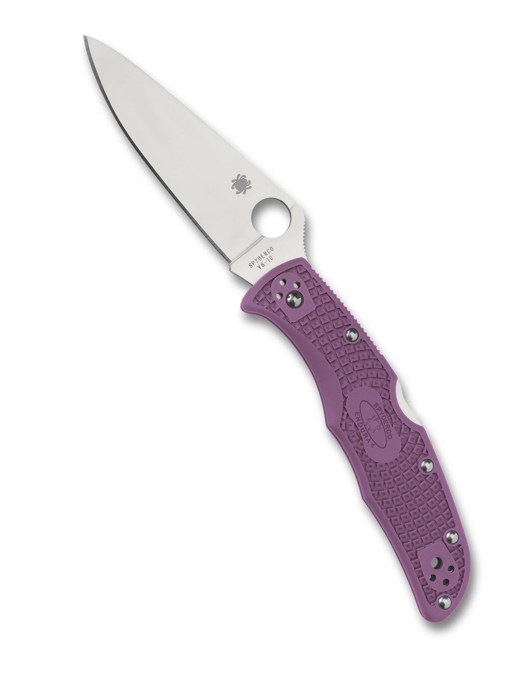 Spyderco Endura 4 Flat Ground Folding Knife – VG10, Purple Handle C10FPPR