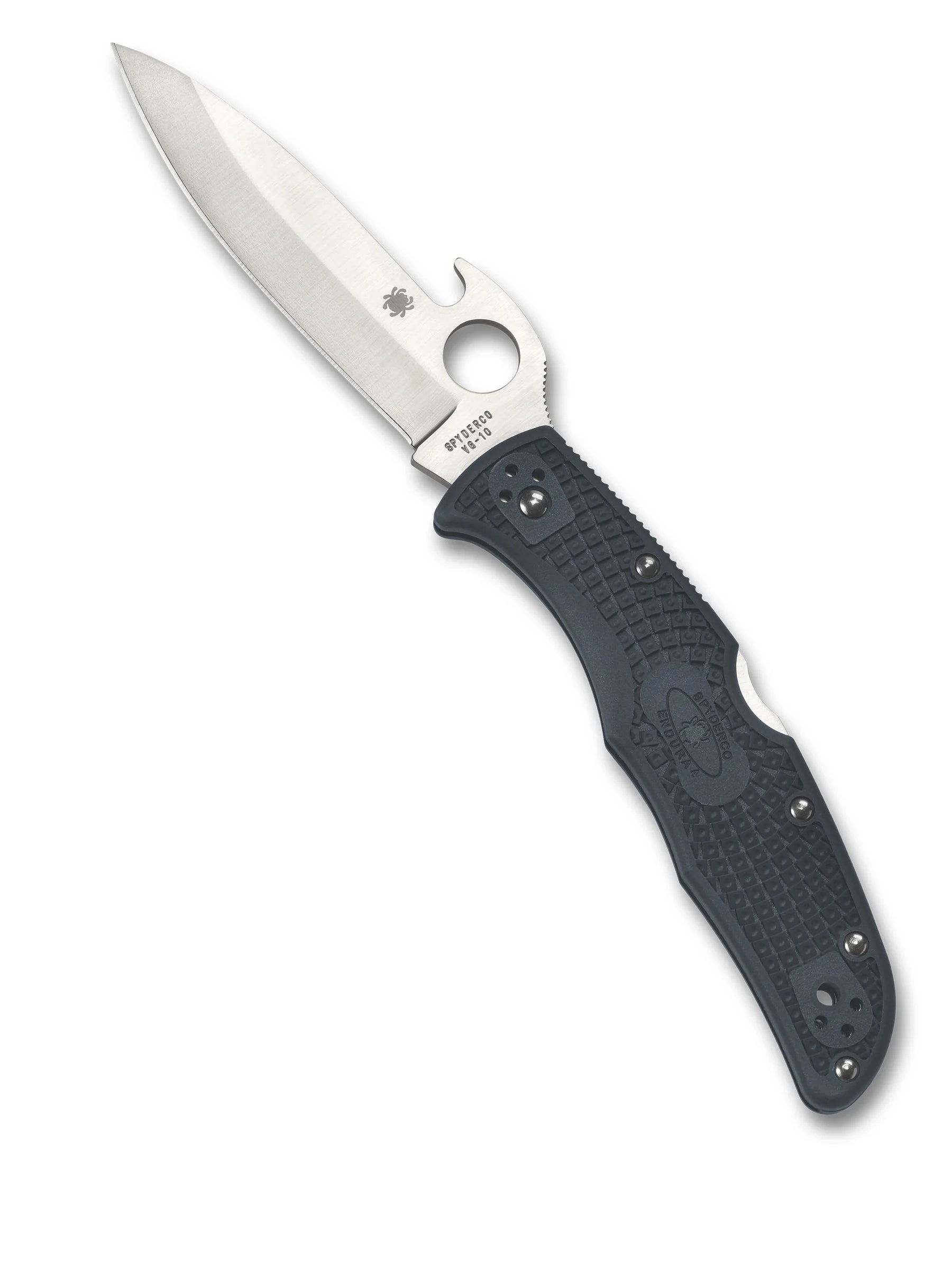 Spyderco Endura 4 Lightweight Folding Knife w/ Emerson Opener – VG-10 Steel w/ Grey Handle C10PGYW