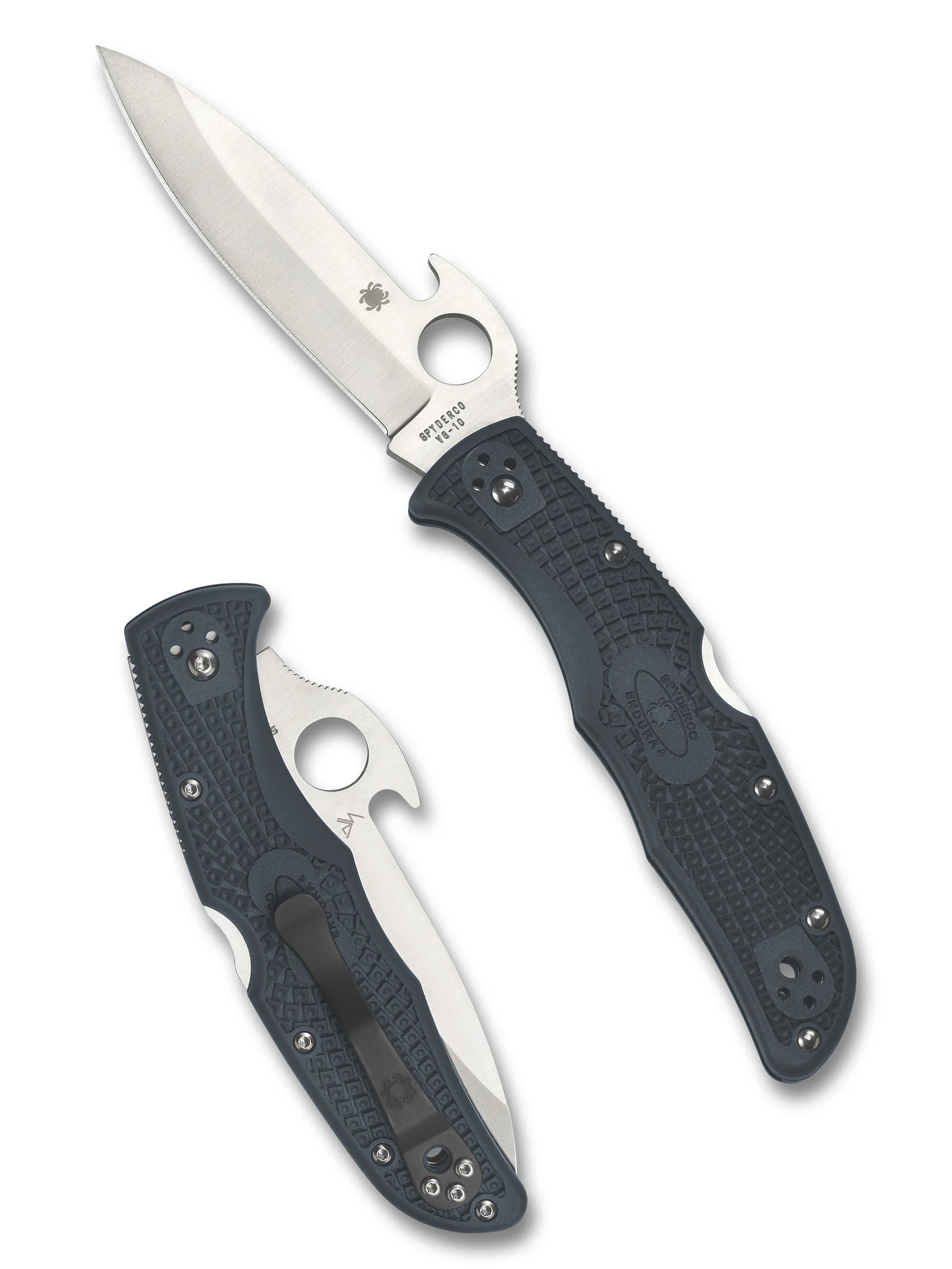 Spyderco Endura 4 Lightweight Folding Knife w/ Emerson Opener – VG-10 Steel w/ Grey Handle C10PGYW