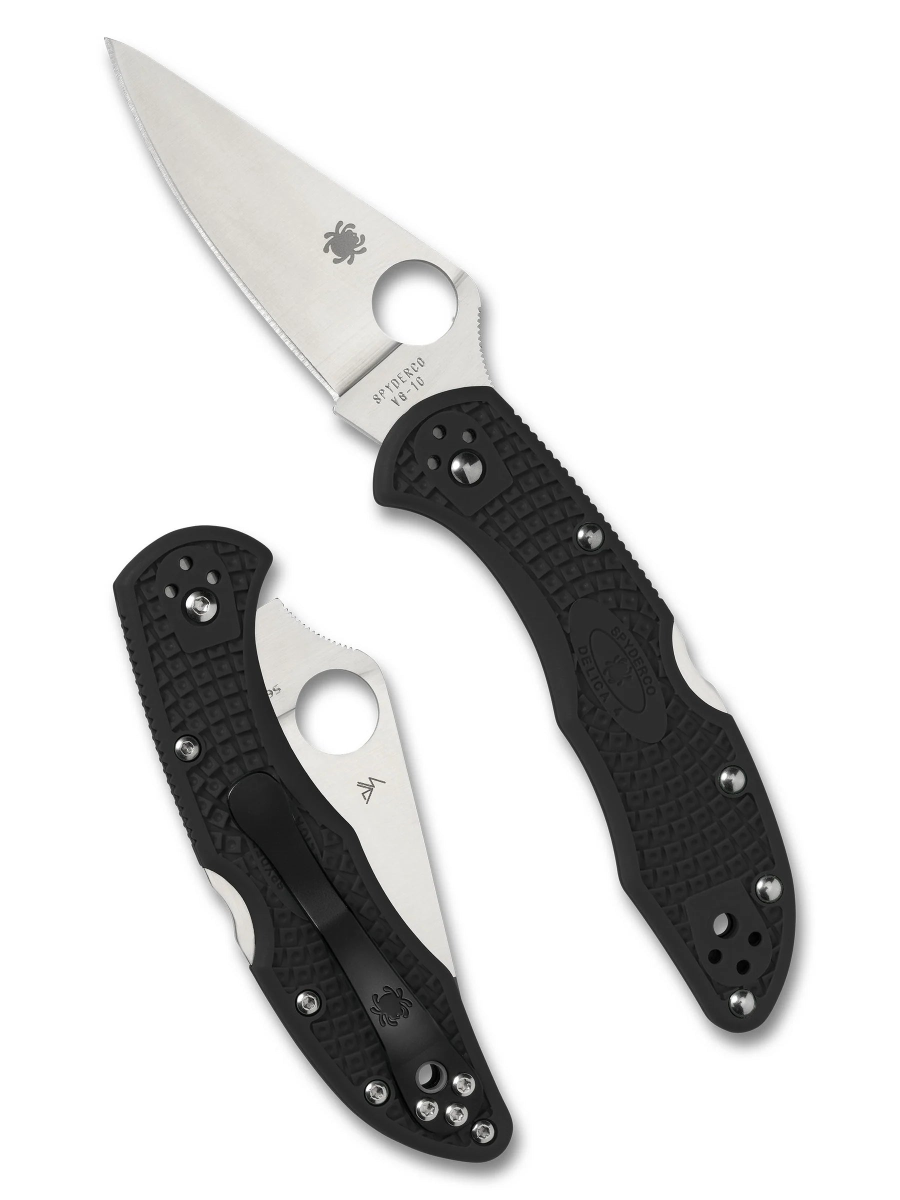 Spyderco Delica 4 Flat Ground Folding Knife – VG10, Black Handle C11FPBK