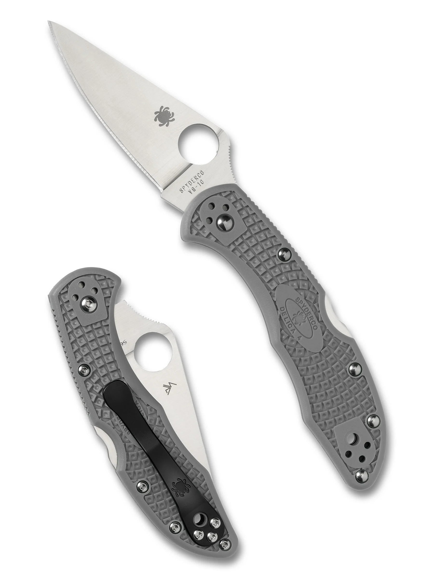 Spyderco Delica 4 Flat Ground Folding Knife – VG10, Grey Handle C11FPGY