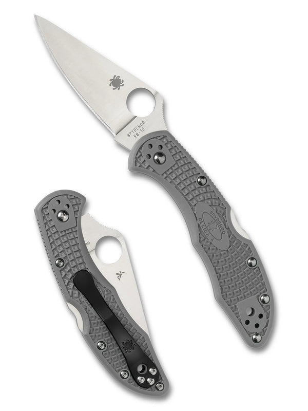 Spyderco Delica 4 Flat Ground Folding Knife – VG10, Grey Handle C11FPGY