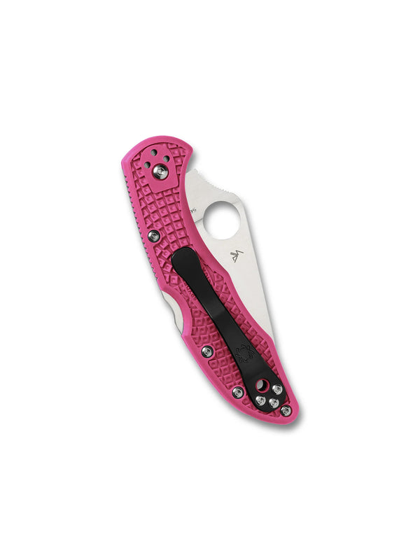 Spyderco Delica 4 Flat Ground Folding Knife – S30V, Pink Handle C11FPPNS30V