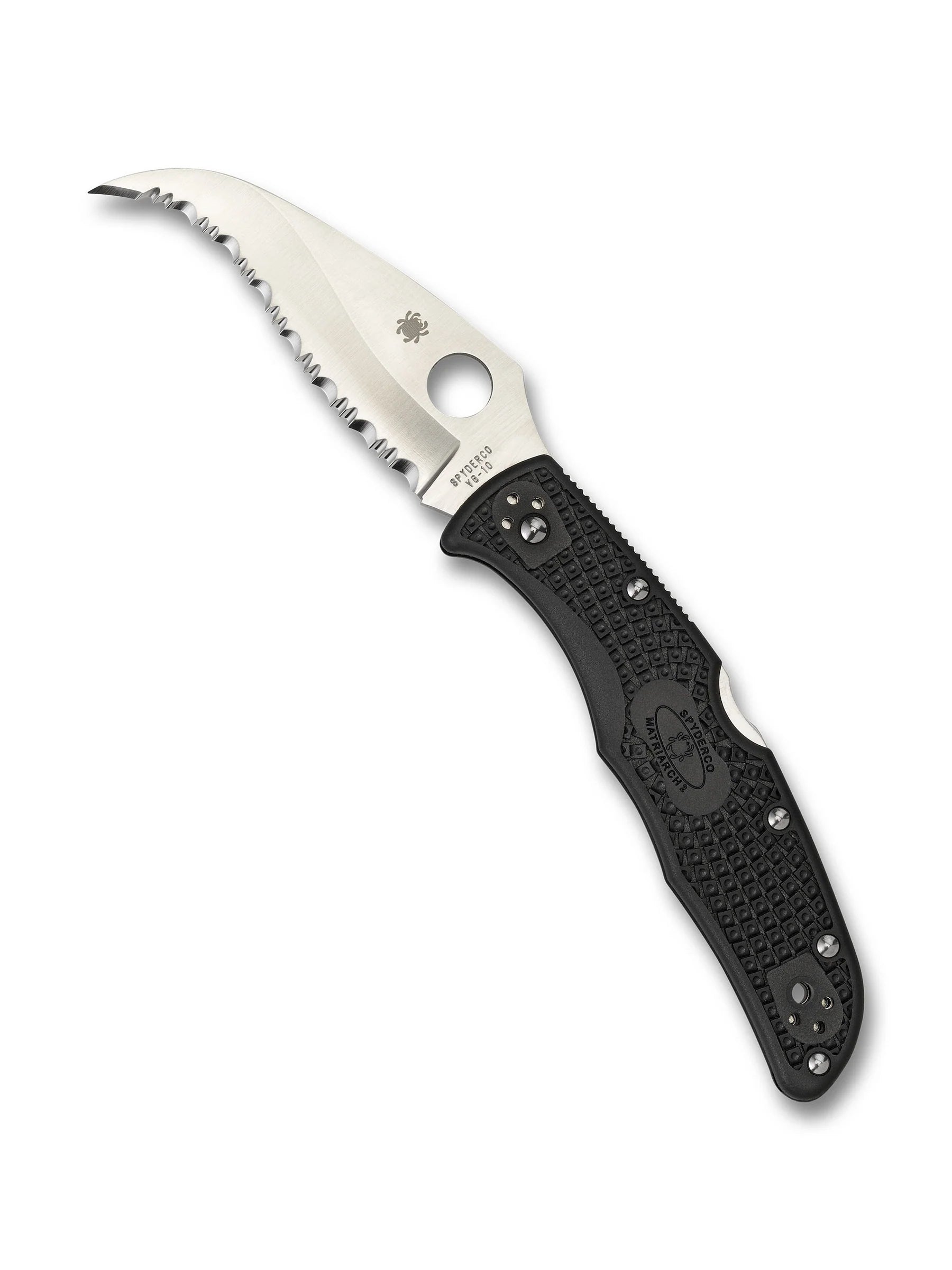 Spyderco Matriarch 2 Serrated Folding Knife – VG-10, Black Handle C12SBK2