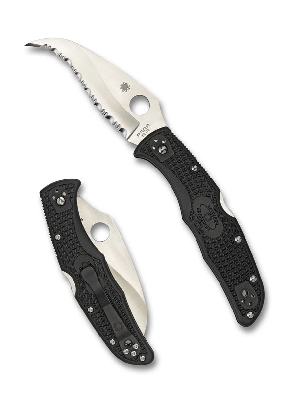 Spyderco Matriarch 2 Serrated Folding Knife – VG-10, Black Handle C12SBK2