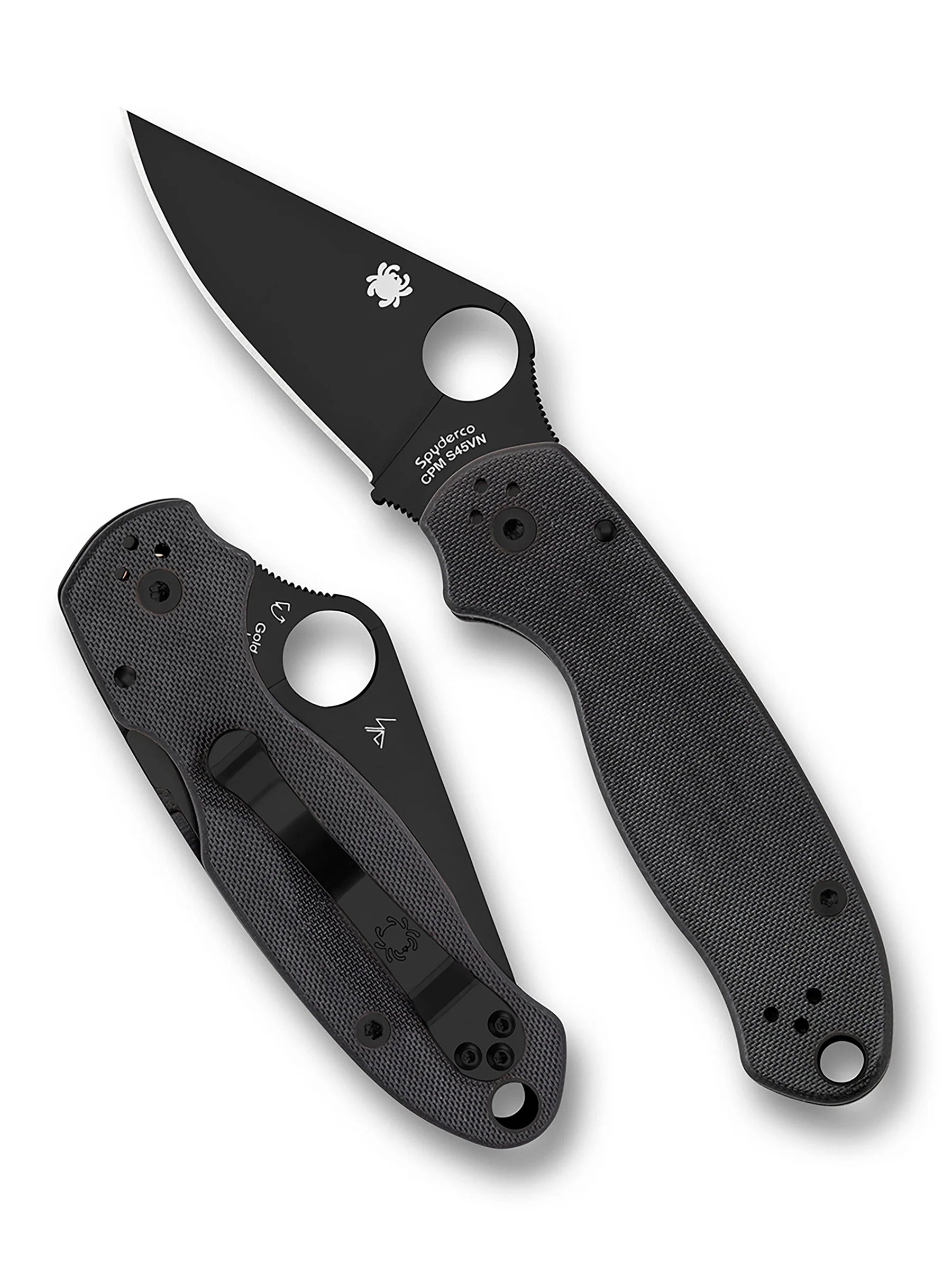 Spyderco Para 3 Compression Lock Folding Knife – S45VN, DLC Coating, Black G10 Handle C223GPBK