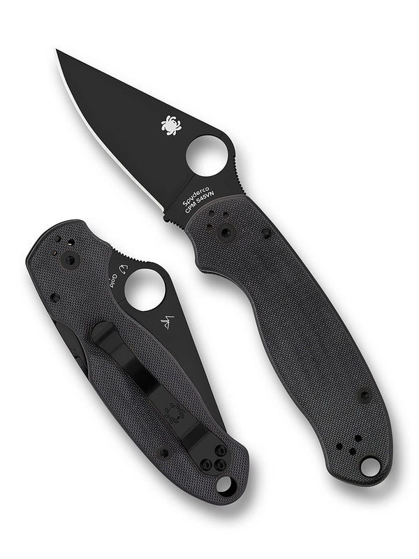 Spyderco Para 3 Compression Lock Folding Knife – S45VN, DLC Coating, Black G10 Handle C223GPBK