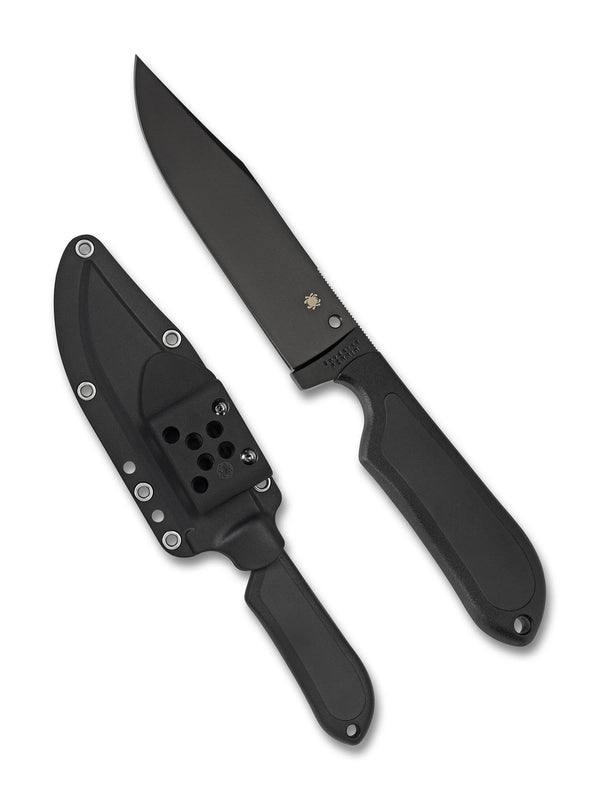 Spyderco Street Bowie Fixed Blade Knife – VG10, Black G10 Handle, Plastic Sheath FB04PBB