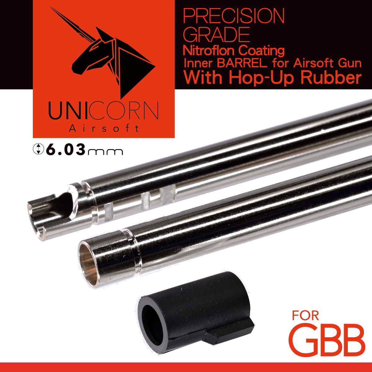 Unicorn Airsoft Nitroflon Coating 6.03MM Ultimate Precision Inner Barrel For GBB – 105MM