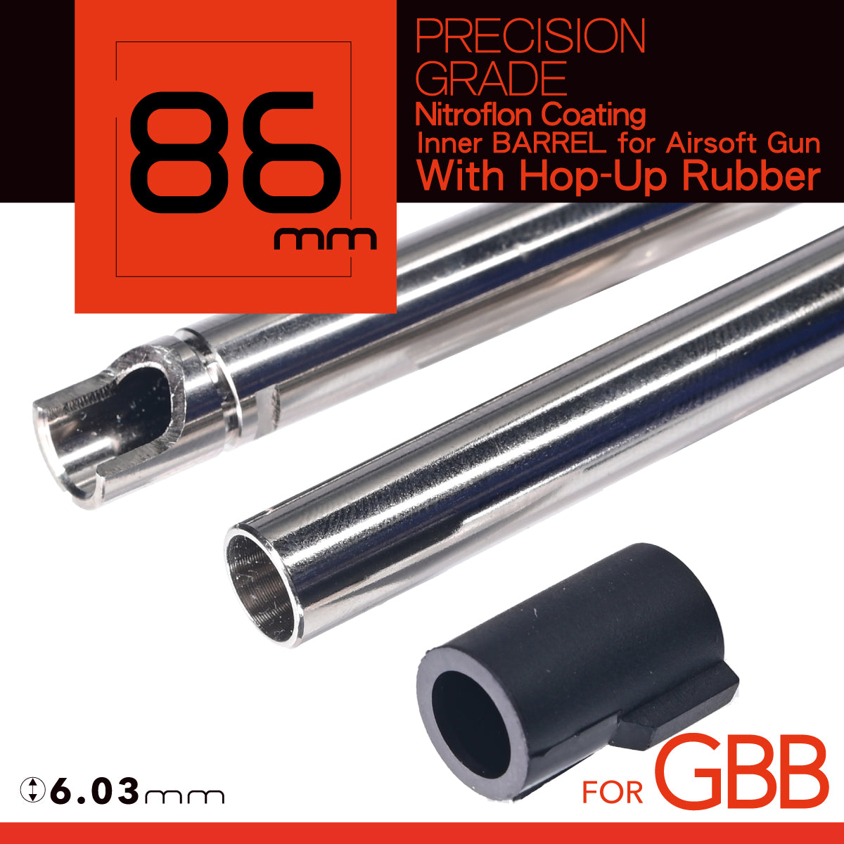 Unicorn Airsoft Nitroflon Coating 6.03MM Ultimate Precision Inner Barrel For GBB – 86MM