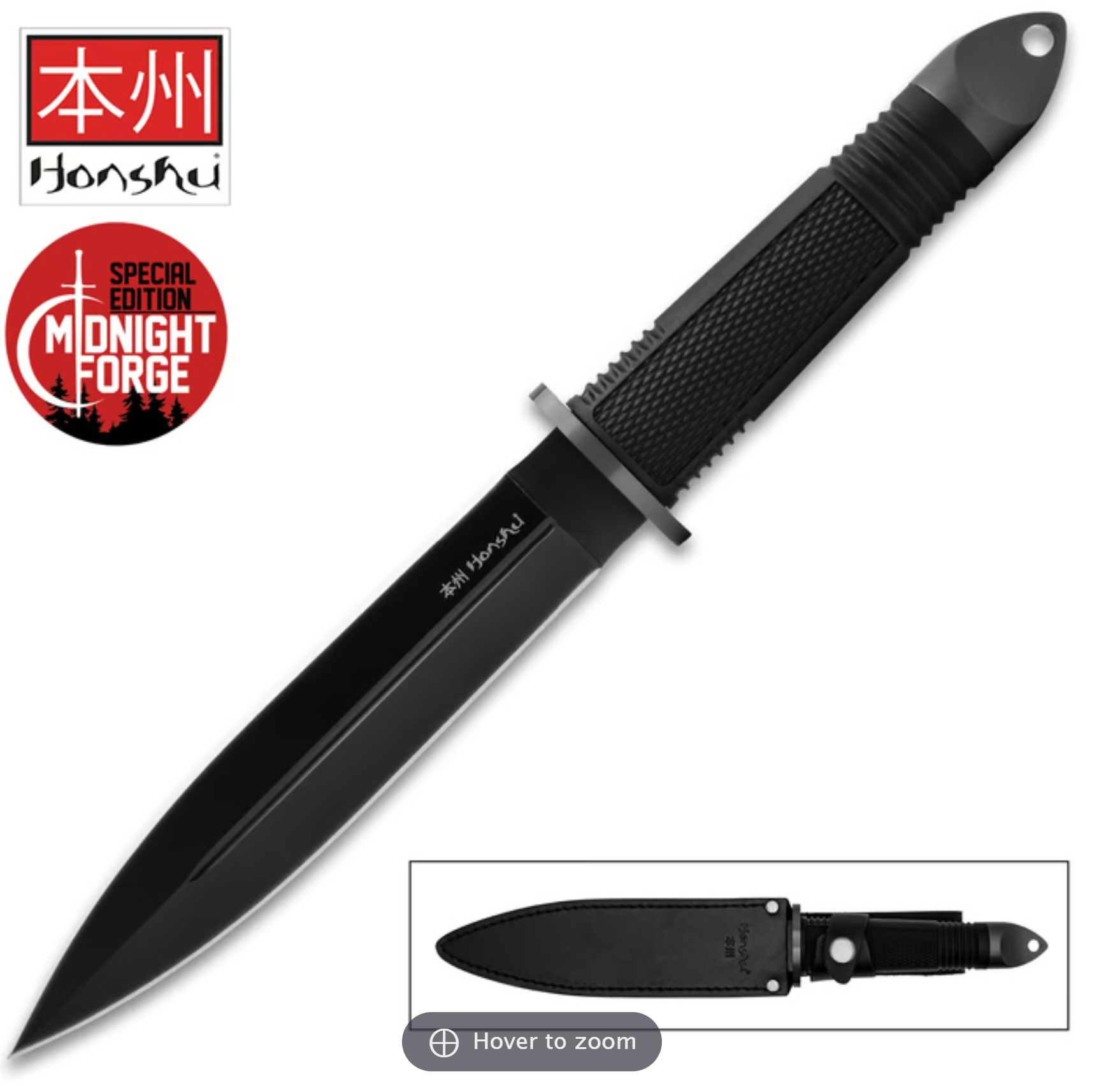 Honshu Midnight Forge Fighter Knife – Black | United Cutlery