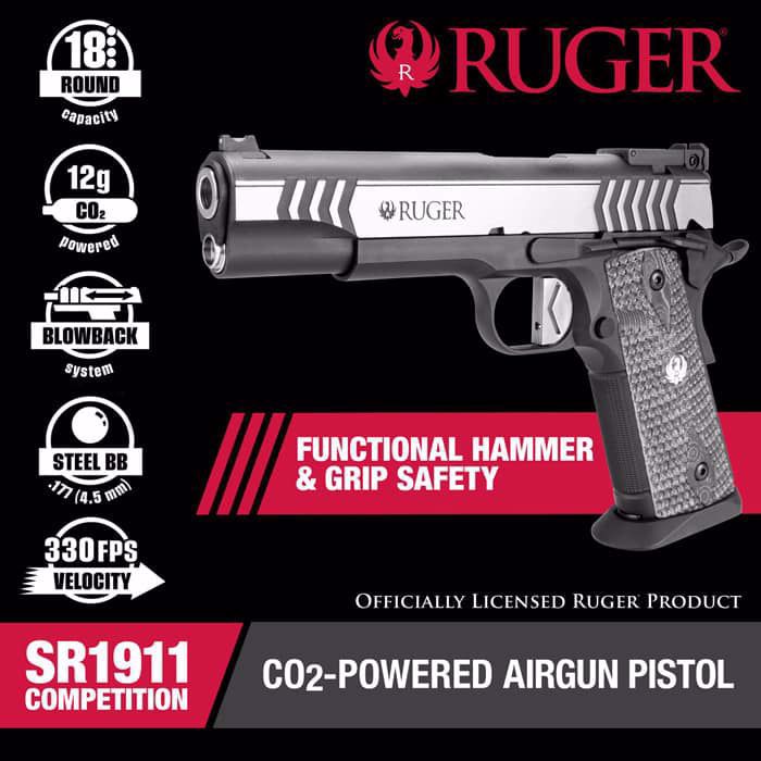 Umarex Ruger SR1911 Competition 4.5mm CO2 BB Pistol - 2 Tone Silver