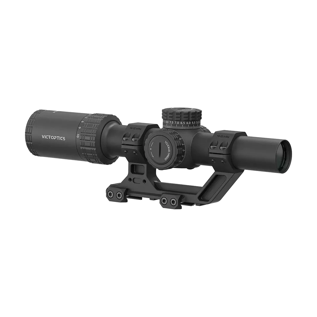 Victoptics S10 1-10x24 SFP LPVO Rifle Scope with Cantilever High Mount – Black
