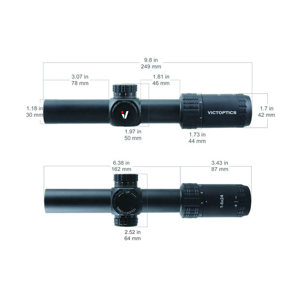 Victoptics S6 1-6X24 SFP LPVO Rifle Scope w/ Red & Green Illumination– Black