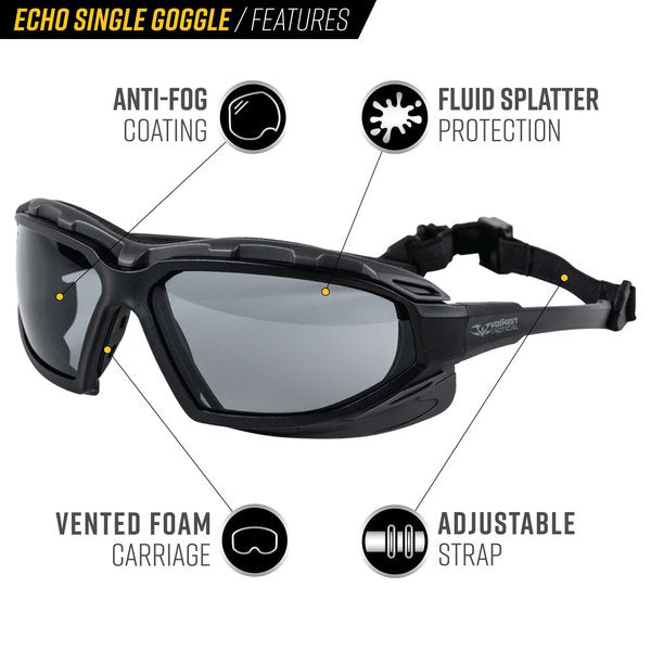 Valken Echo Anti-Fog Single Lens Airsoft Goggles- Clear | Valken