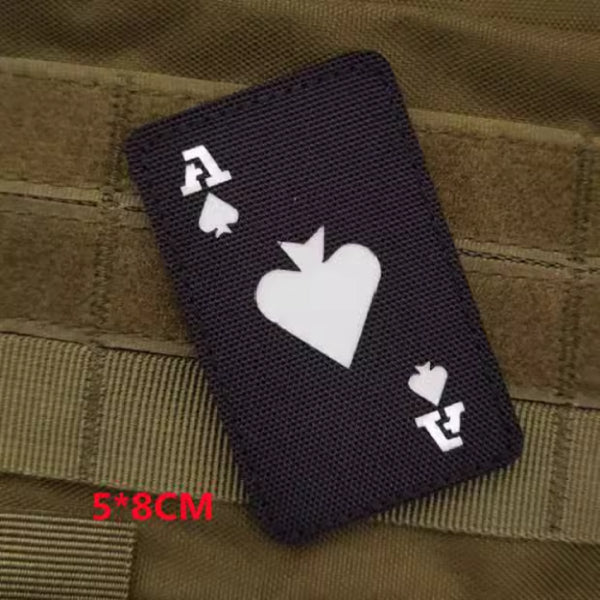 Ace of Spades Laser Cut IR Reflective Velcro Patch - Black | Velcro Patches