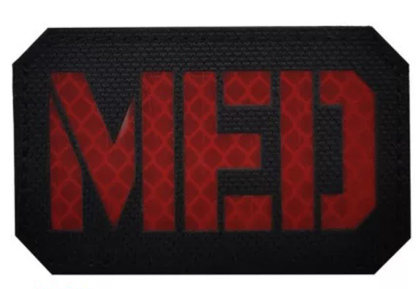 Reflective Medic Velcro Patch - Black & Red