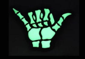 Bone Shaka PVC Velcro Patch - White/Glow in the Dark
