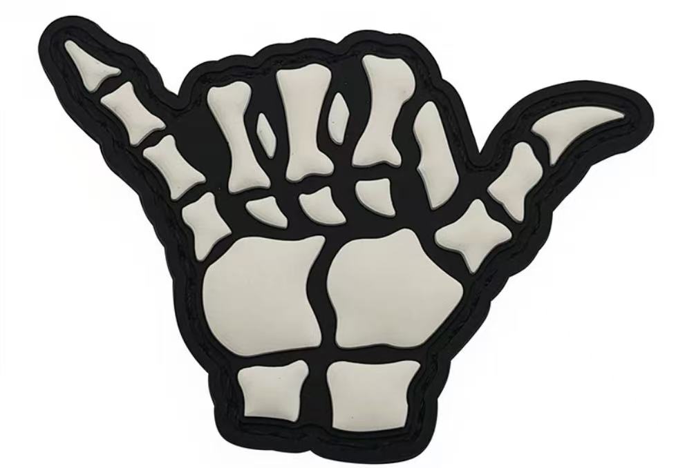 Bone Shaka PVC Velcro Patch - White/Glow in the Dark