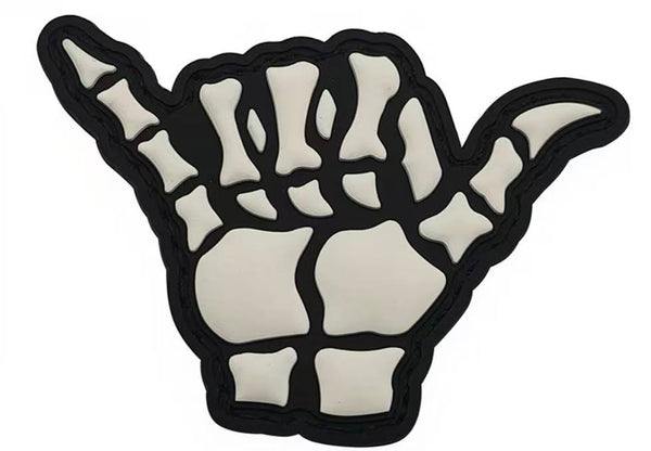 Bone Shaka PVC Velcro Patch - White/Glow in the Dark