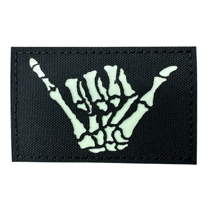 Shaka Skeleton Hand Velcro Patch - Glow in the Dark
