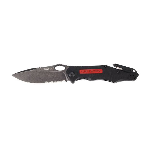 Ruike M195 Rescue Folding Knife – Black w/ D2 Steel Combo Edge | Ruike