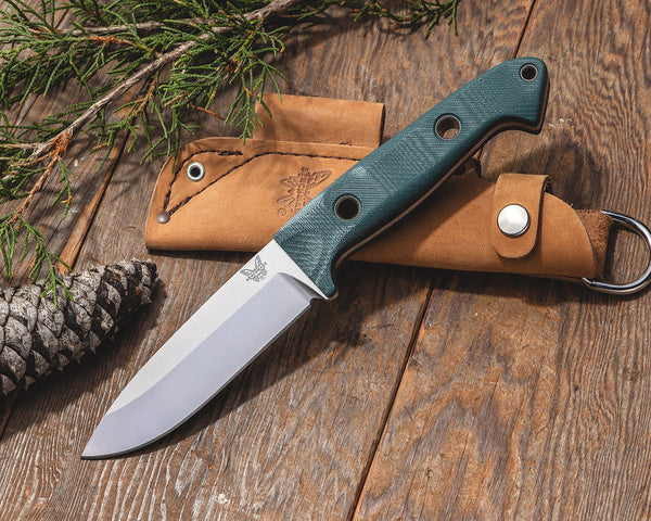 Benchmade 162 Bushcrafter Fixed Blade Knife – S30V Steel w/ Leather Sheath