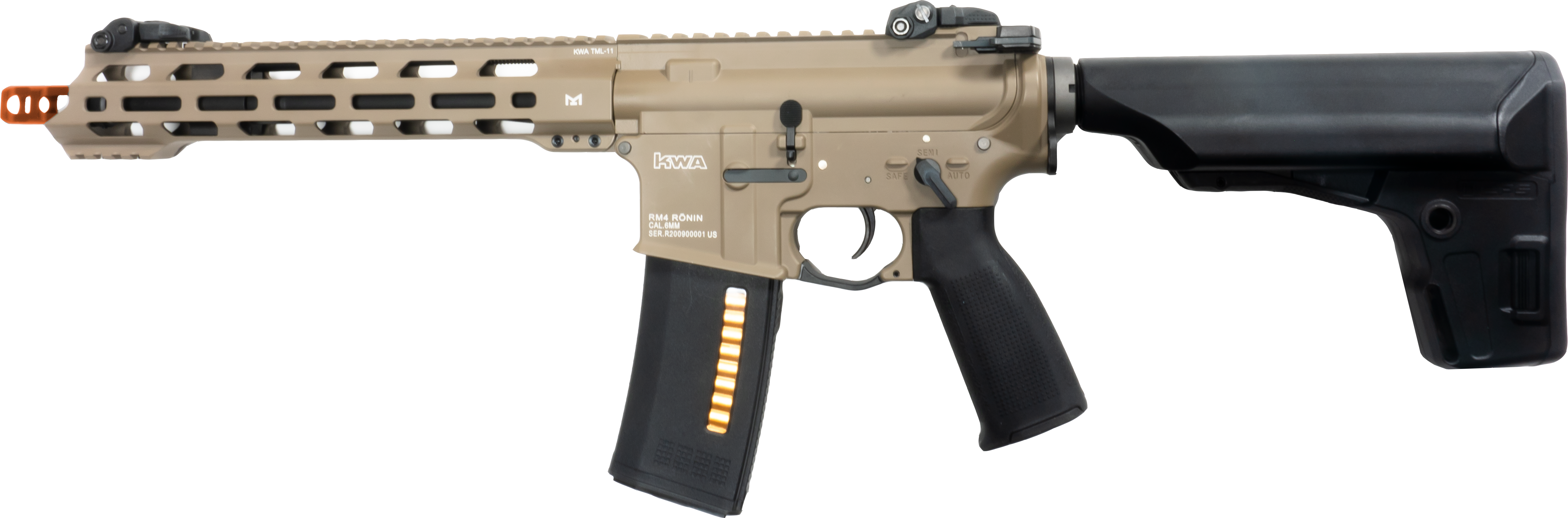 KWA Ronin T10 SBR AEG 3.0 Airsoft Rifle w/ Kinetic Feedback System - FDE