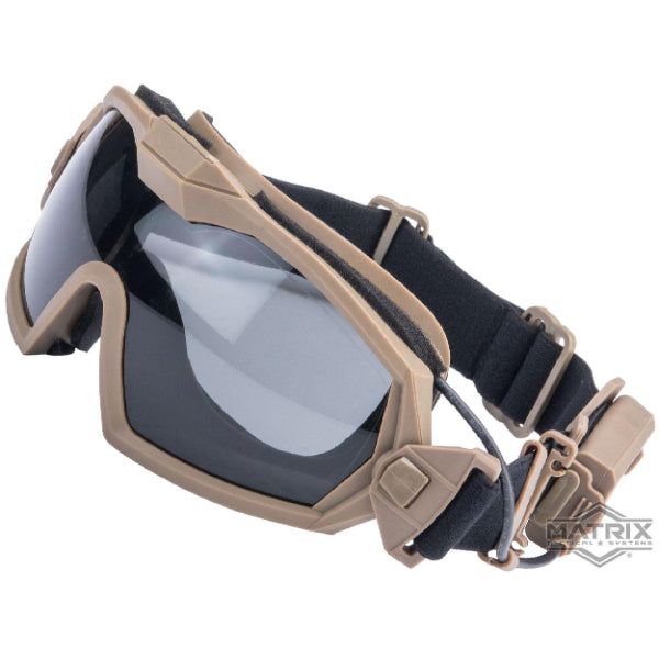 Matrix Tactical Anti-Fog Goggles w/ Fan – Tan