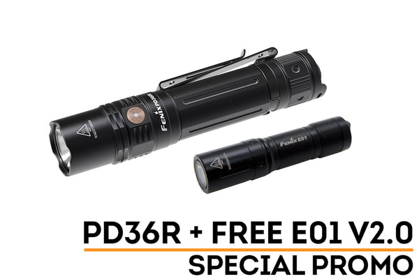 Fenix PD36R 1600 Lumen Tactical Flashlight w/ E01 Mini Flashlight Combo | Fenix