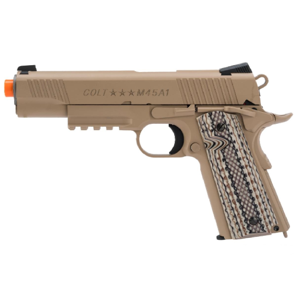Cybergun Colt M45A1 Airsoft 6mm CO2 Blowback Pistol – Desert Sand | Cyber Gun
