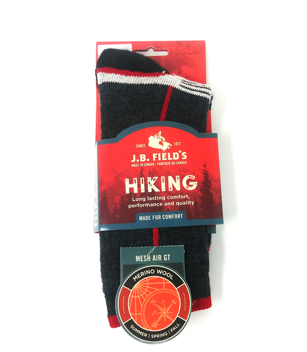 J.B. Field's Hiking "Mesh Air GT" Merino Wool Socks - Black