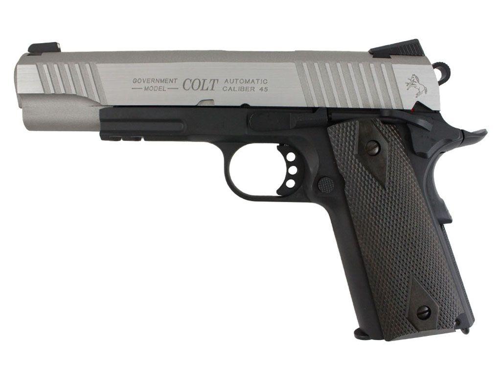 Cybergun Colt Licensed M1911 Two Tone Silver CO2 Blowback Airsoft Pistol By KWC