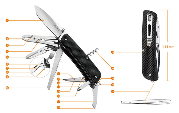 Ruike Trekker Multifunction Knife – 23 Tools | Ruike