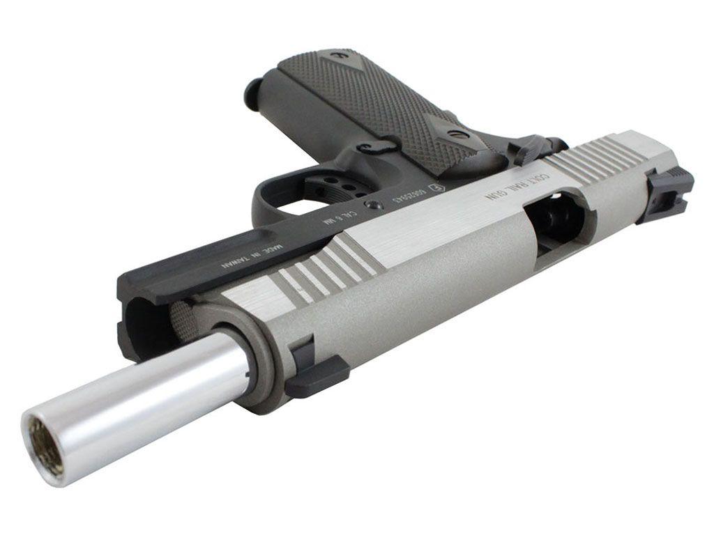 Cybergun Colt Licensed M1911 Two Tone Silver CO2 Blowback Airsoft Pistol By KWC