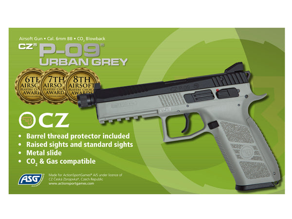 ASG CZ P-09 CO2 Blowback Airsoft Pistol – Urban Grey | Action Sport Games