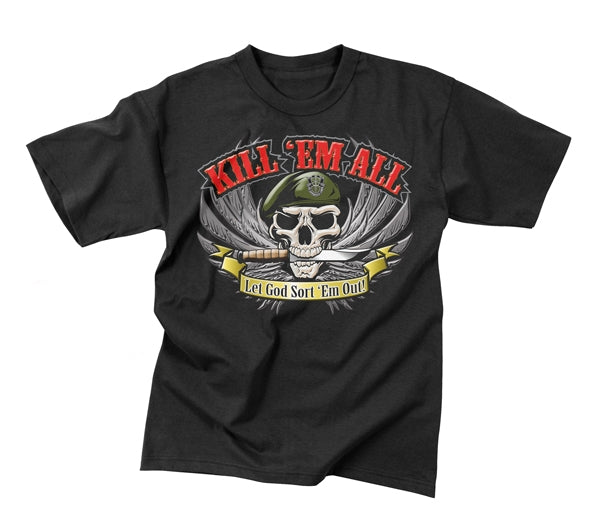 Skull with Green Beret T-Shirt – Black
