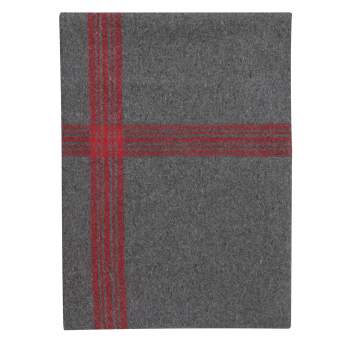 Military Wool Striped Blanket – Red & Grey